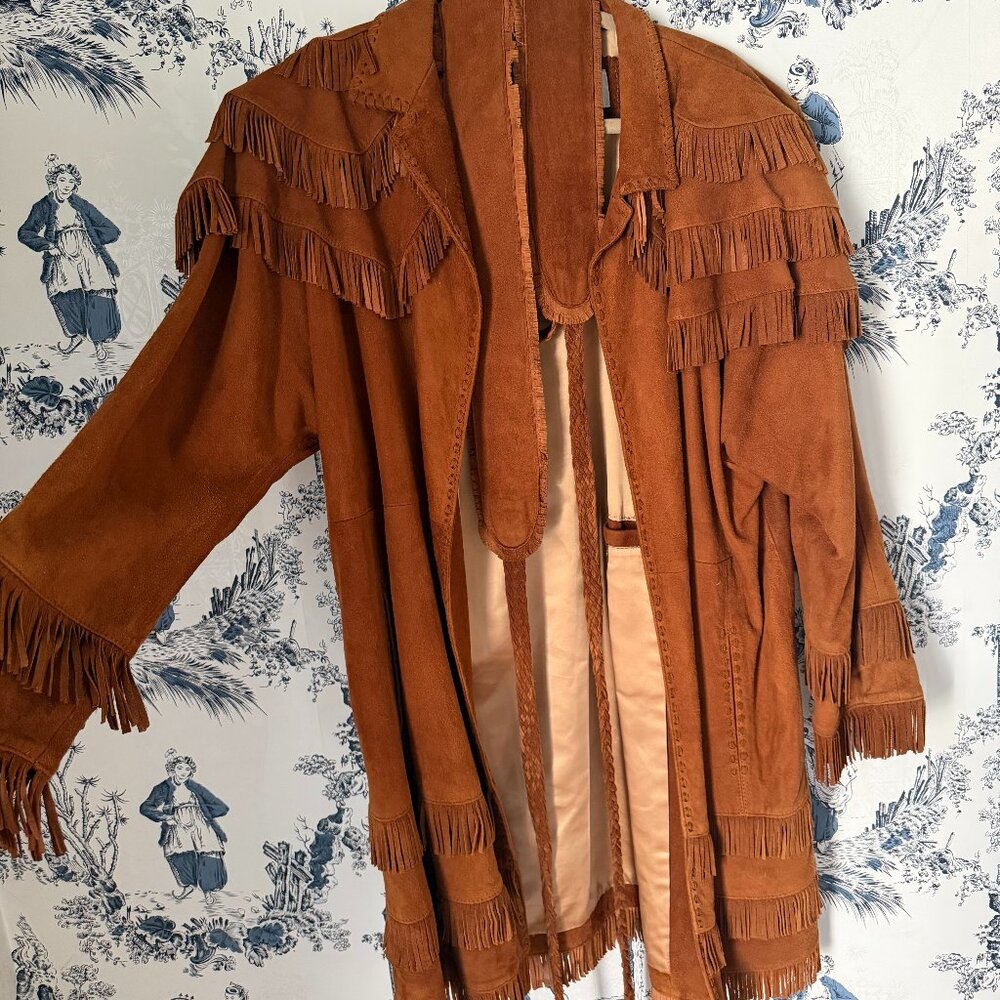 Vintage Alan Michael USA Genuine Suede Fringe Jacket - Rich Rust / Cognac Tone